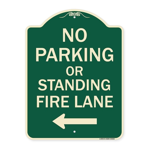 Signmission No Parking or Standing Fire Lane W/ Left Arrow Heavy-Gauge Aluminum Sign, 24" x 18", G-1824-23683 A-DES-G-1824-23683 - main